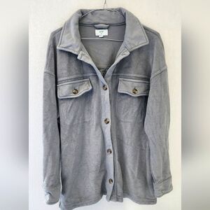 Aerie Womens Gray Oversized French Terry Luxe Trucker Jacket Shacket Size Medium
